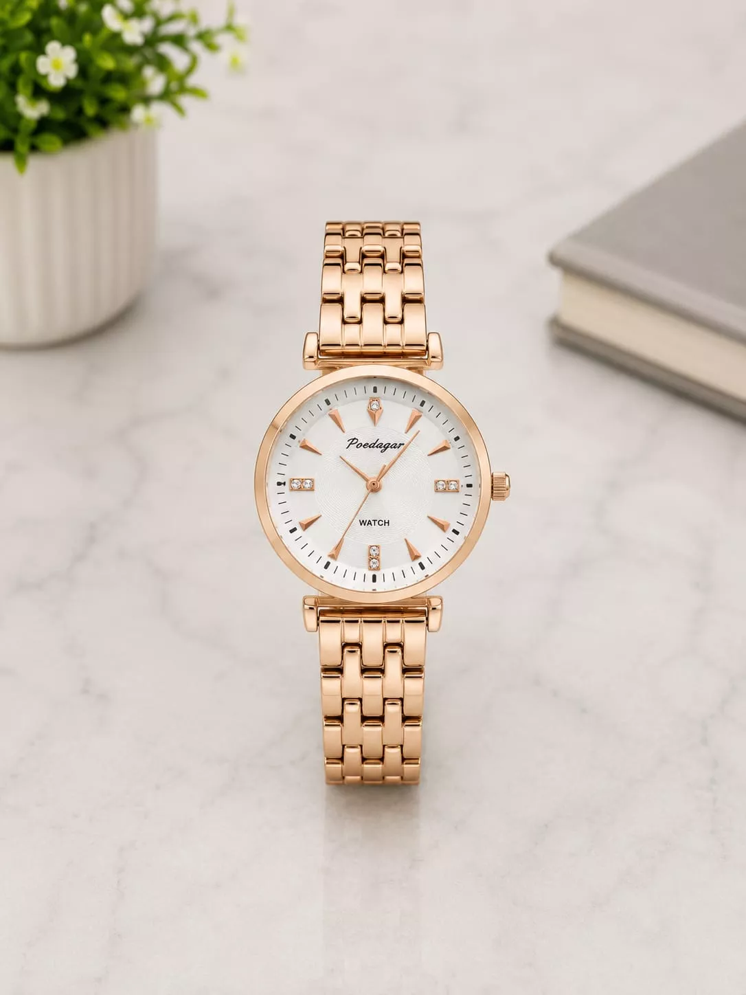 Poedagar rose gold luxury women watch