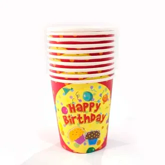 10 Pcs Happy Birthday Paper Cups