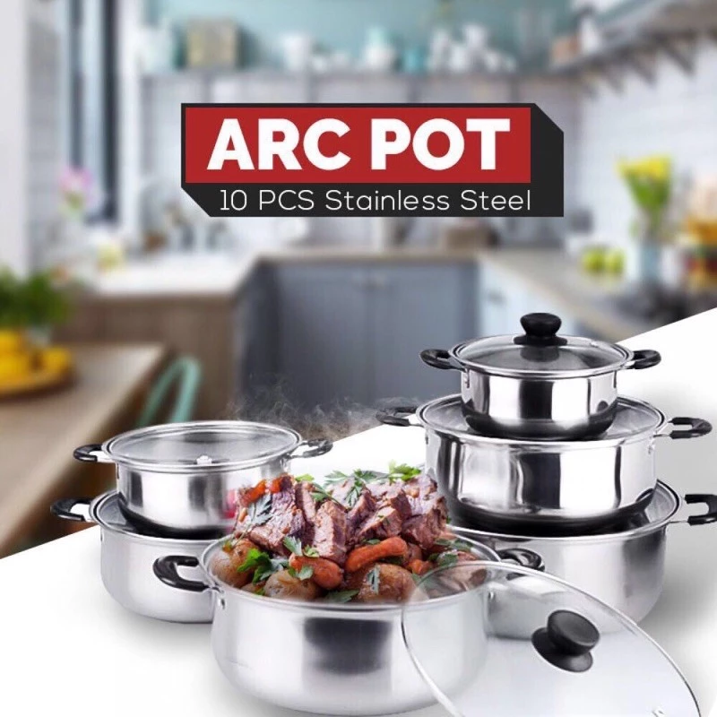10 Pcs Stainless Steel ARC Pot Set