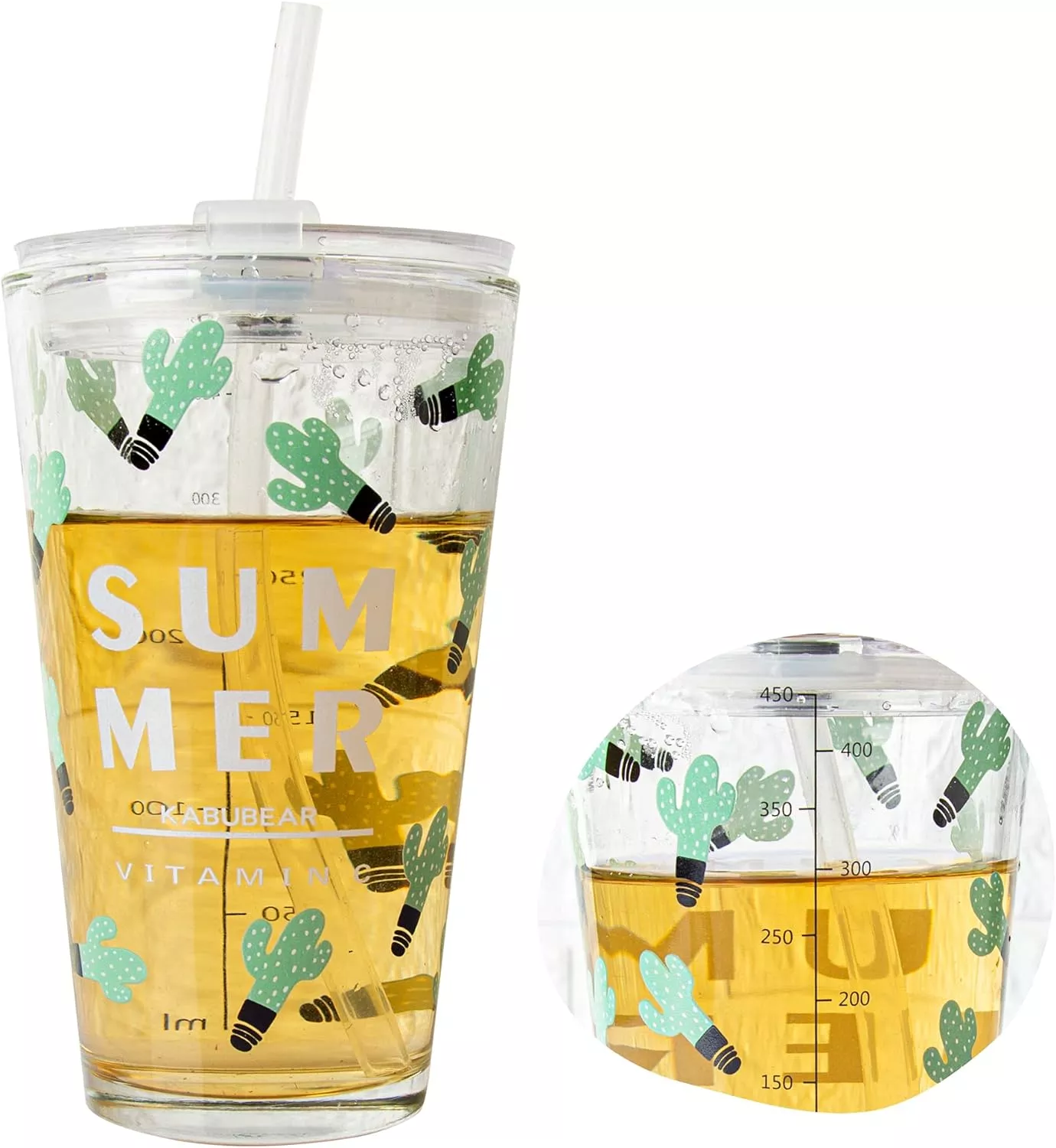 1 Pcs Glass Mug With Lid - Large