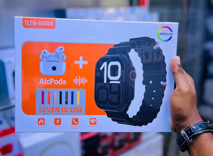 TLTM-M5000 Smartwatch with Airpods & 7 Straps - Series 10