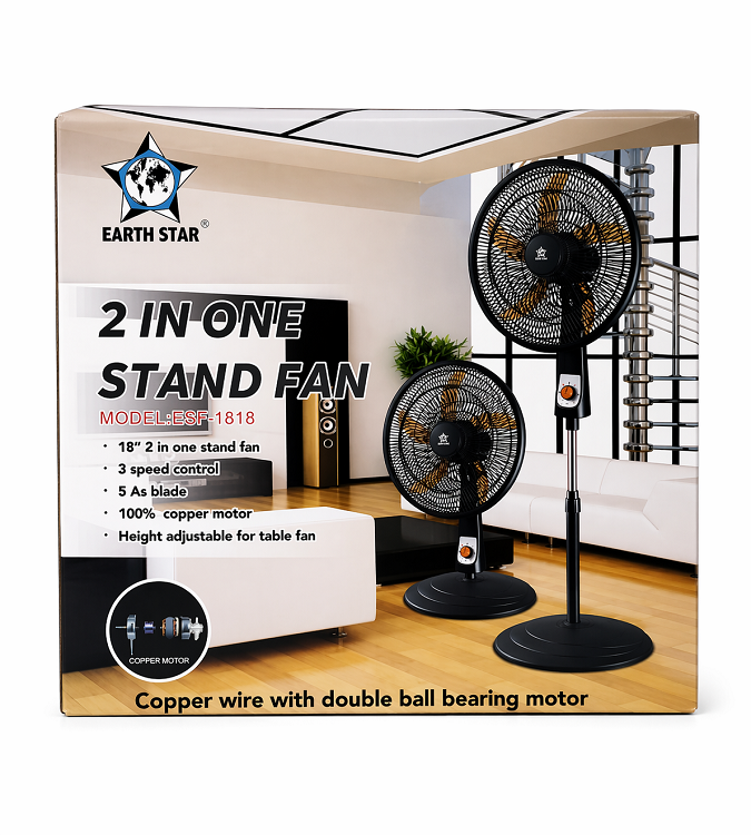 Earth Star 18 Inch 2 In 1 Stand Fan ESF-1818
