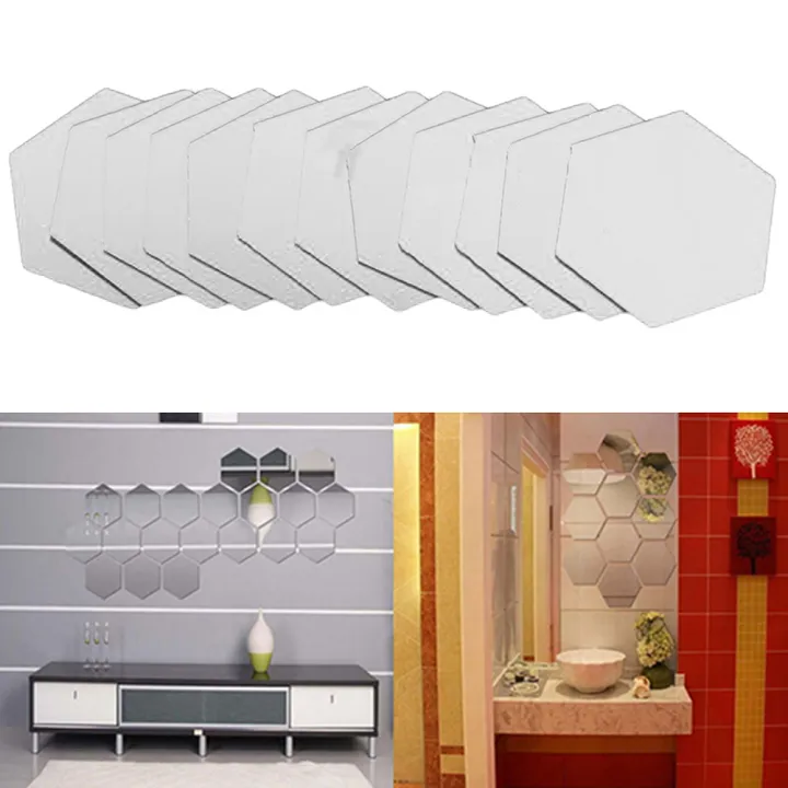 12 Pcs Mirror Effect Tile Wall Sticker
